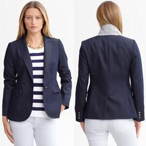 Banana Republic Denim Blazer in indigo blue size 6 preppy casual chic nautical